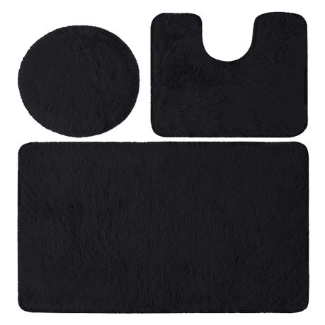 3 Piece Non Slip Plush Fluffy Toilet Seat Cover Bathroom Mats Set In South Africa Takealot Com - Toilet Seat Cover Mat Set