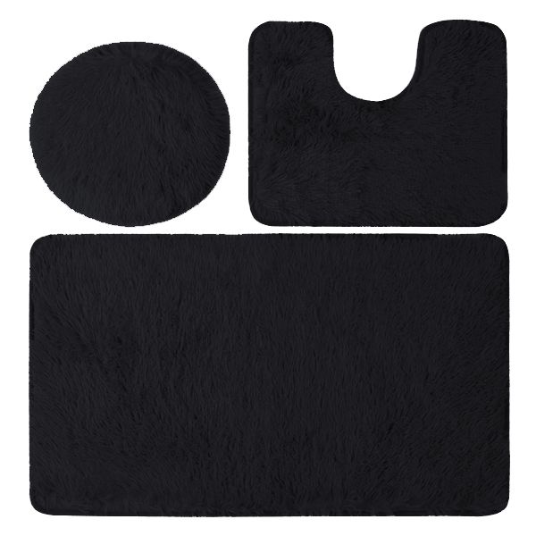 3 Piece NonSlip Plush Fluffy Toilet Seat Cover & Bathroom Mats Set Shop Today. Get it