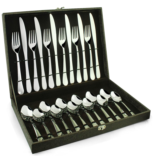 24 Piece Kitchen Portable Cutlery Travel Utensil Set In Black Case