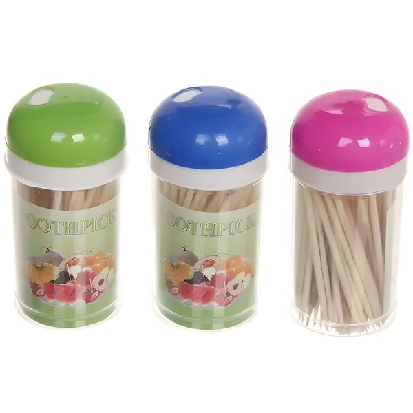 Natural Bamboo Toothpicks with Dispenser - 2 x 3 Piece