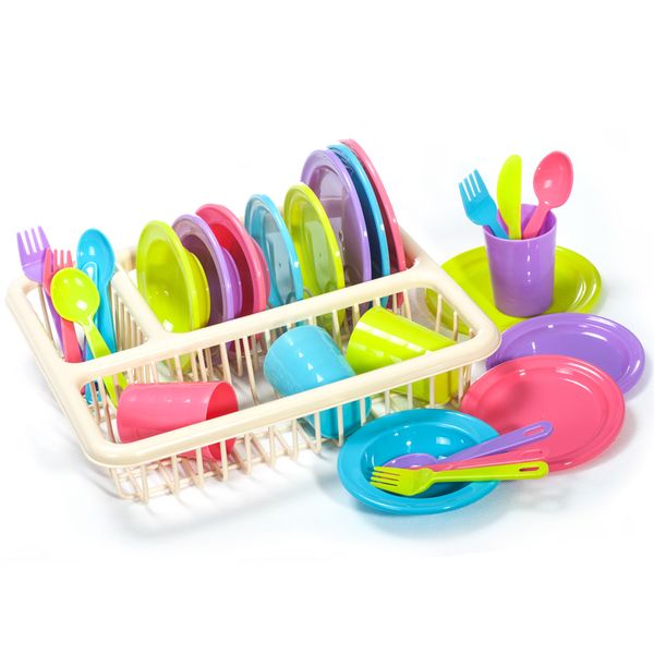 Greenbean Pastel Dinner Set &amp; Draining Rack: 28 Pieces