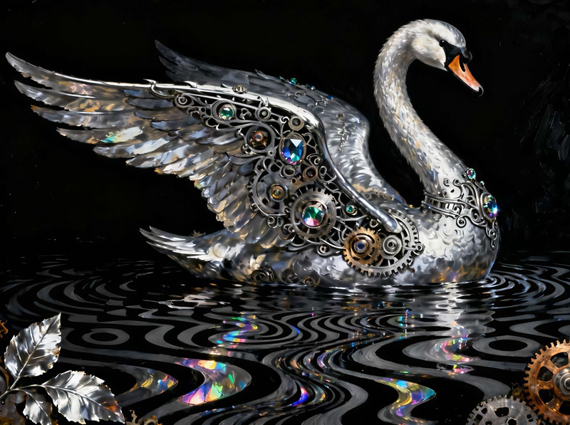 Modern Canvas Wall Art Home Decor - Royal Swan