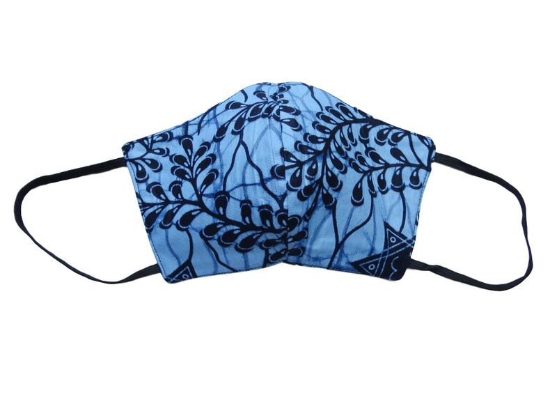 Totland Adults Cloth Face Mask- Blue Flower - Medium