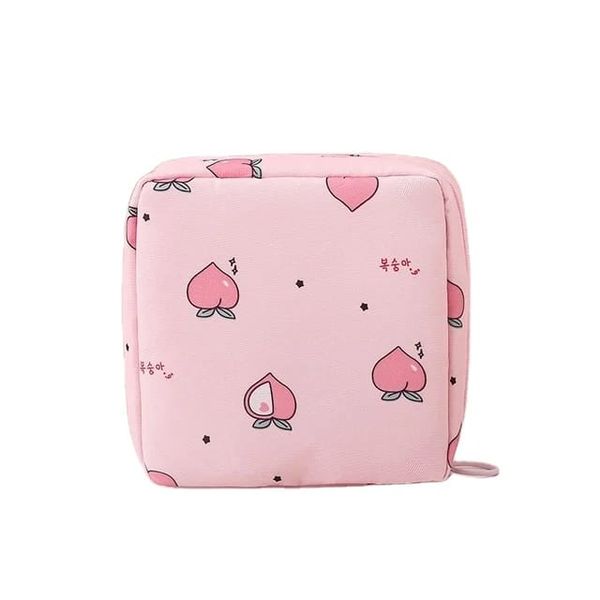Mini Sanitary / Cosmetic / Travel / Money Pouch - Peach