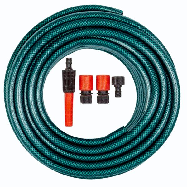 ZEE - Garden Hose Pipe Set with Attachment Fittings - 15m