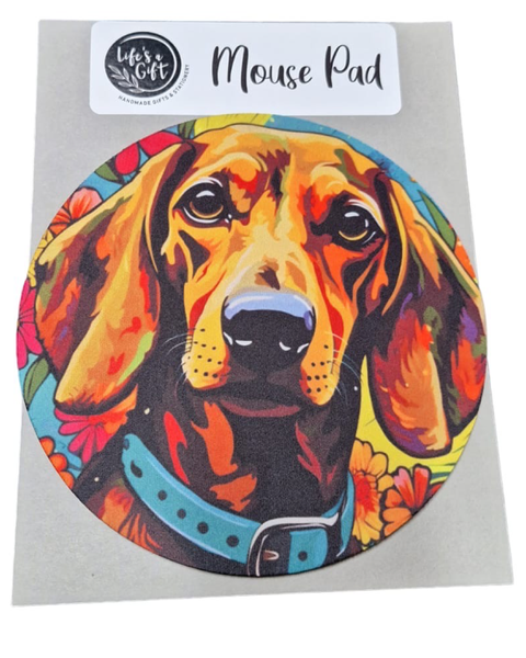 Funky 20cm Round Mouse Pad - Brown Duchshund