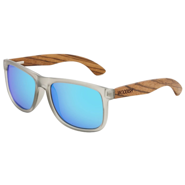 Woodish - Blue Lens Polarized Zebrawood Sunglasses S408 For Men