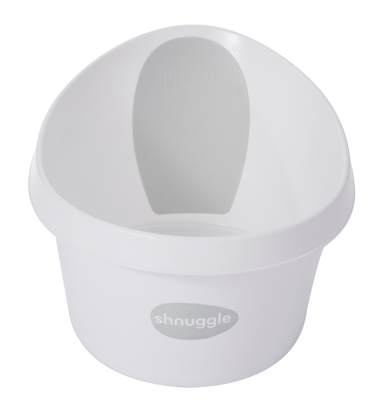 Shnuggle - Toddler Bath - White with Light Grey Backrest &amp; Plug