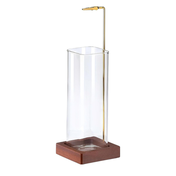 Bestby - Wooden Incense Stick Holder with Detachable Glass Ash Catcher