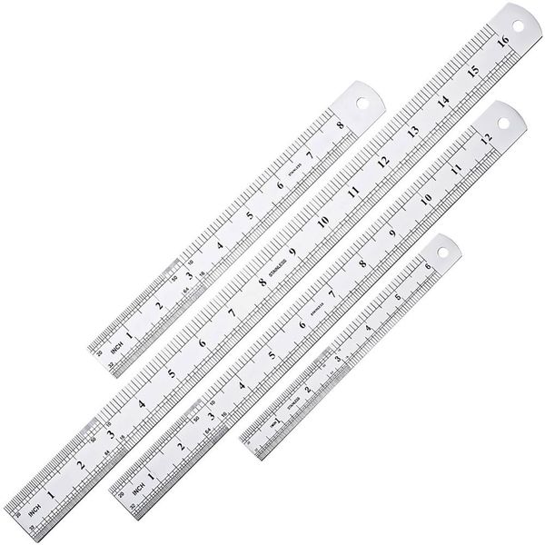 4 Pcs Multifunctional Heavy Duty Stainless Steel Metal Ruler