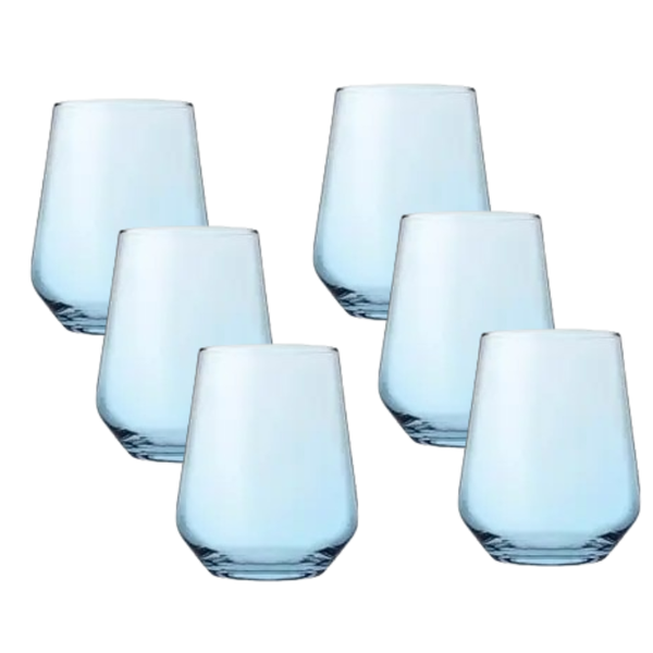 Stemless Wine Glasses 420ml Turquoise | 6-Pack Pasabahce Allegra Set
