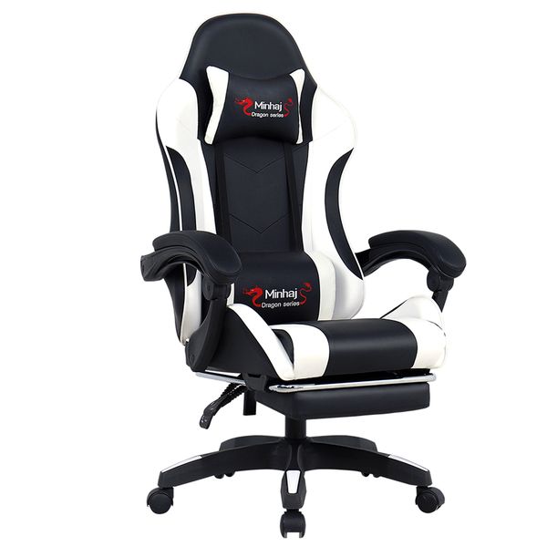 Minhaj - Dragon Series Pro Gaming Chair - Black with White Trim