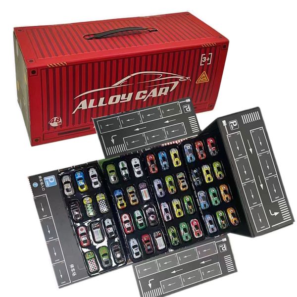 Children's Tin Car Alloy Car Toy Mini 48 Car Gift Box Set Container