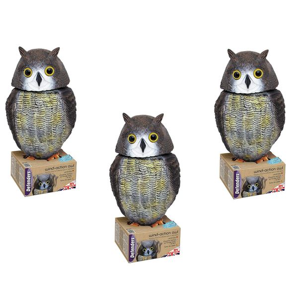 Wind-Action Owl Garden Ornaments Deterrent 40cm (Set of 3)