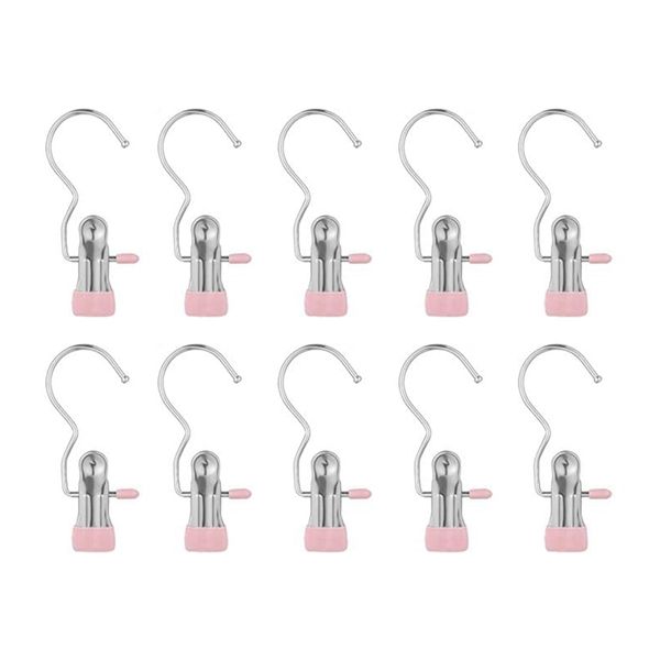 Laundry Hooks Hanging Clip Clothes Hat Pants Towel Beige 10Pc