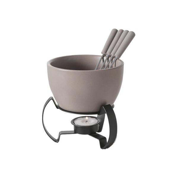 Chocolate Fondue Mug - Mini Ceramic Hot Pot with Forks -