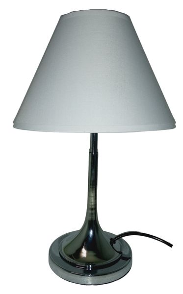 Litex Lamps Chrome Bugle Table Lamp with Fabric Lampshade