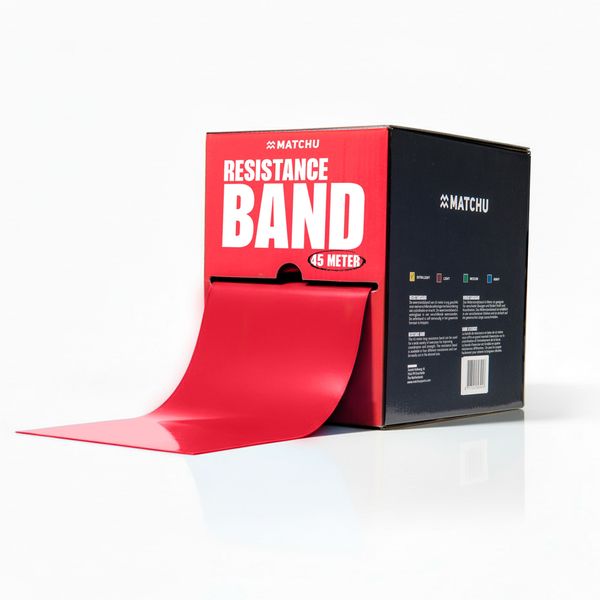 45m Red Resistance Band Roll in Dispenser Box - Light (4-5kg)