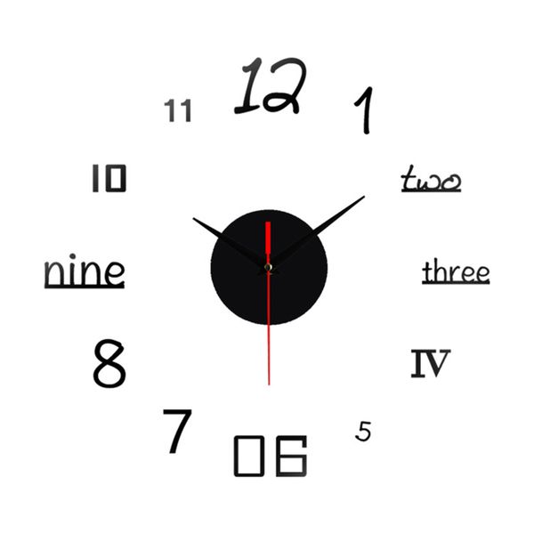 Roman Numerals DIY 3D Wall Sticker Clock for Family Office Decor