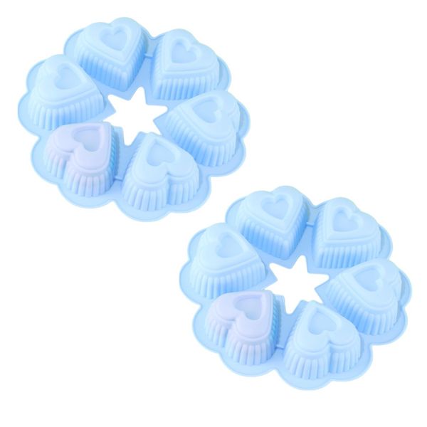 Non-stick 6 Cavities Silicone Heart Shape Mold Chocolate Soaps Candy Mold