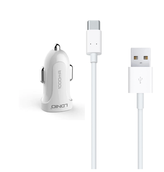 LDNIO DL-C17 Smart Car Charger (auto-ID) with USB type C data cable