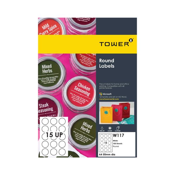 TOWER A4 Self-adhesive printable labels -100 Sheets