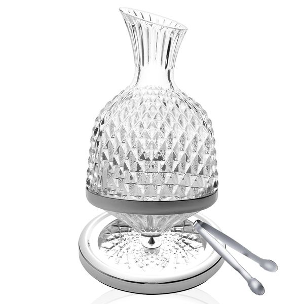 Stunning 360 Degree Spinning Crystal Wine Decanter Lead-free