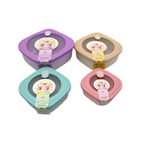 Set Of 4 Square Airtight Food Storage Containers