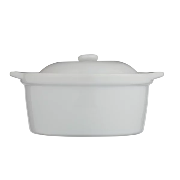 Round White Casserole Dish with Lid 19cm