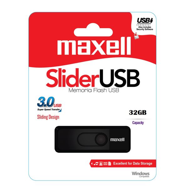 Maxell 32GB USB 3.0 Slider Flash Drive - 3 Pack