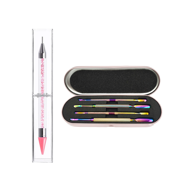 4 Piece Cuticle Pusher Set&amp;Dual Heads Acrylic Dotting Wax Pen