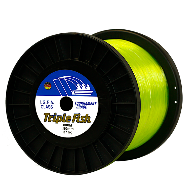 Triple Fish IGFA Nylon Fishing Line, 37KG 0.90MM, Colour Yellow, 800M Spool