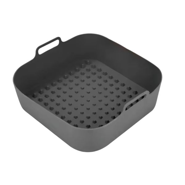 Essential Food Grade Silicone Air Fryer-Non-Stick and Reusable (Grey 19cm)