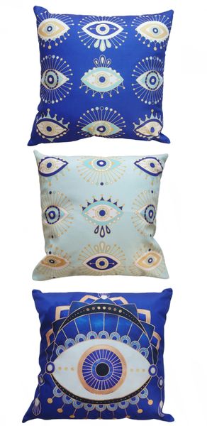 Evil Eye Decorative Calming Throw Pillows - Set of 3