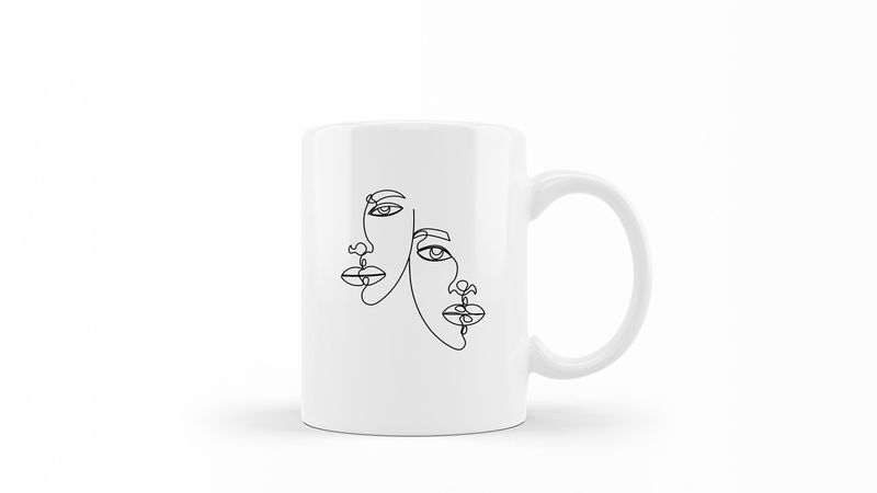Designer Line Art Coffee Mug - Beauty 38