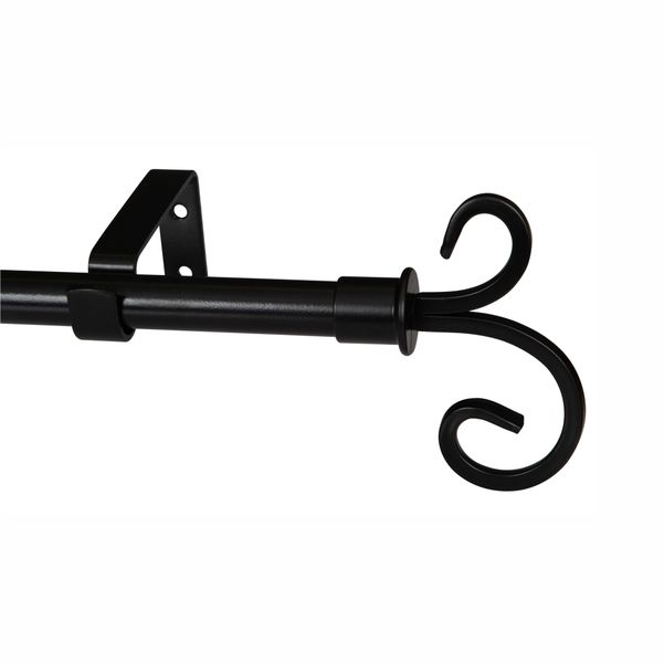 22mm Gothic Single Pole Set-Scroll Finial-Black-2.5m