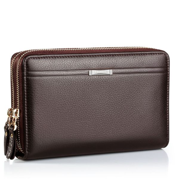 Men's Multi-Card Clutch Double Zipper Long Wallet