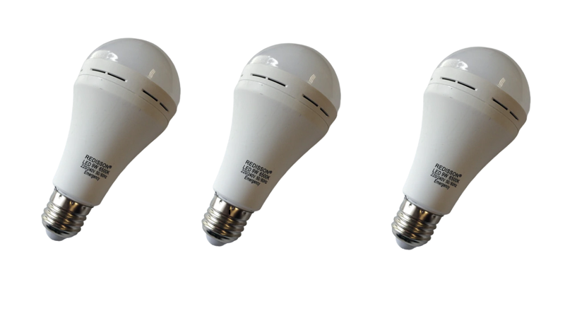 9W Rechargeable Emergency LED Bulb - 3 Piece E27