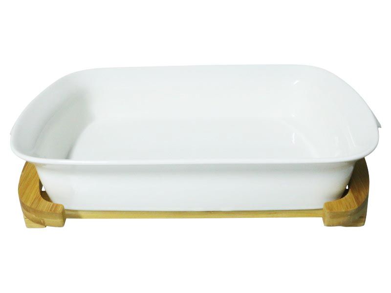 George &amp; Mason - Serving Bowl With Bamboo Base Medium