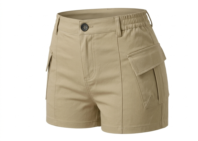High Waist Women Stretch Short Casual Beach Vacation, Straight Leg