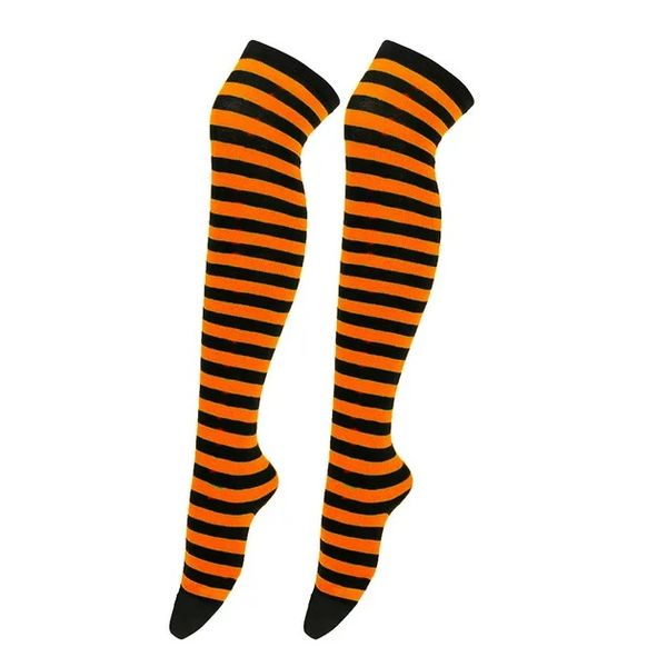 Halloween Womens Over Knee Long Striped Cotton Socks