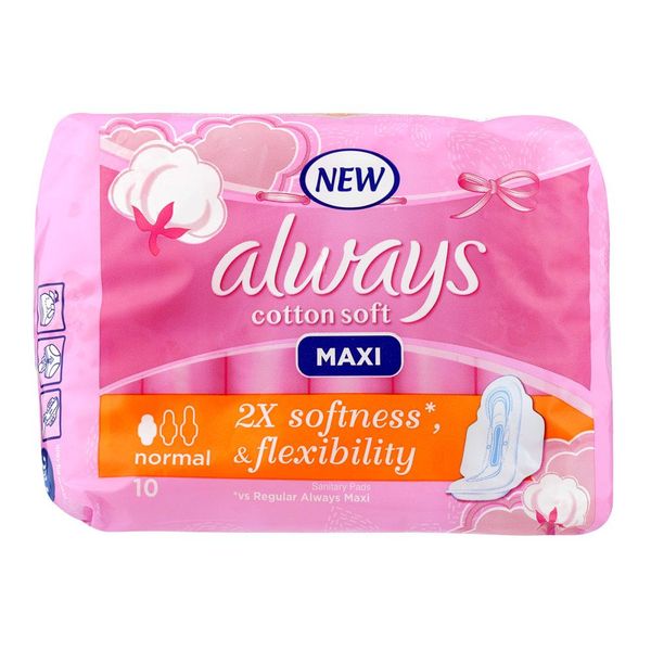 2 x Always Maxi Sanitary Pads Cotton Soft Normal 10's