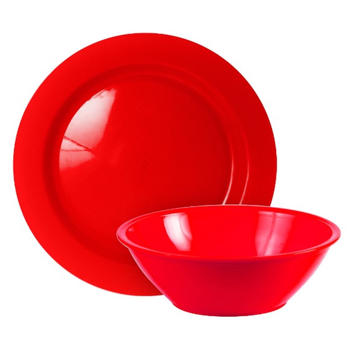 Deluxe Kids Dinnerware Plate & Cereal Bowl - Plastic - Red - 16 Pieces ...