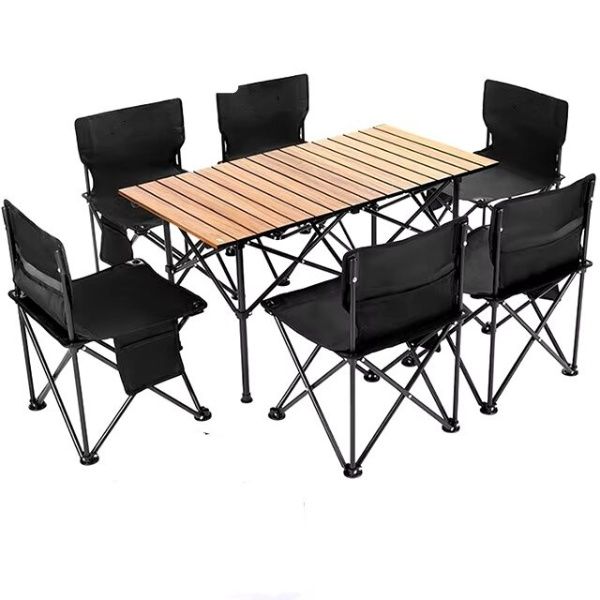 テーブル・チェア・ハンモック centre furniture folding table full set Portable Camping Table with 6 Folding Chairs Set | Shop Today. Get