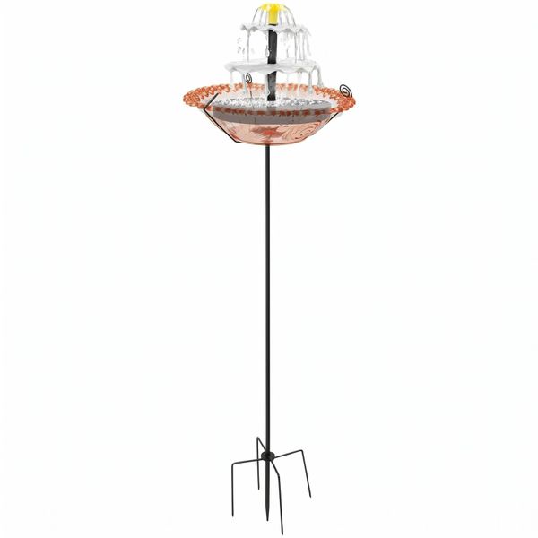 Outdoor Bird Bath with Solar Fountain and Metal Stand