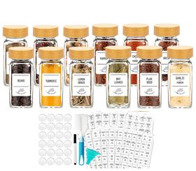 24Pcs Spice Jar Containers Set with Bamboo Lids Spice Labels Pen