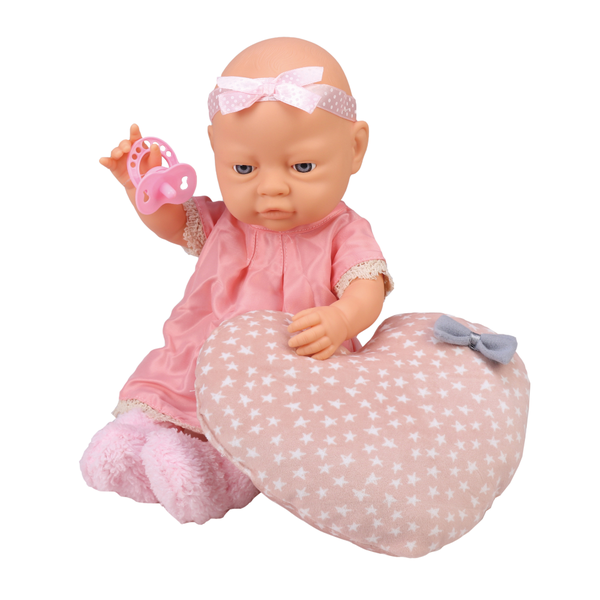 Baby Doll with Clothing, Pillow and Accessories - Vinyl Body - 40cm