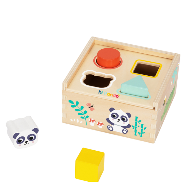 hi Pando - Colourful Wooden Shape Sorter with Animal Illustrations - 5pcs