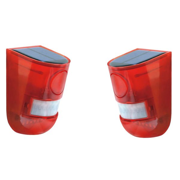Set of 2 Outdoor Solar Powered LED Alarm Warning Security Flashing Light