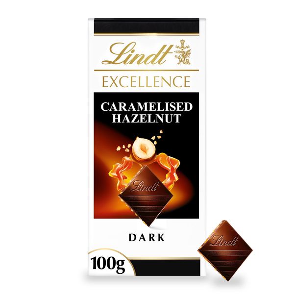 Lindt Excellence Caramelised Hazelnut Dark Chocolate Slab 100g